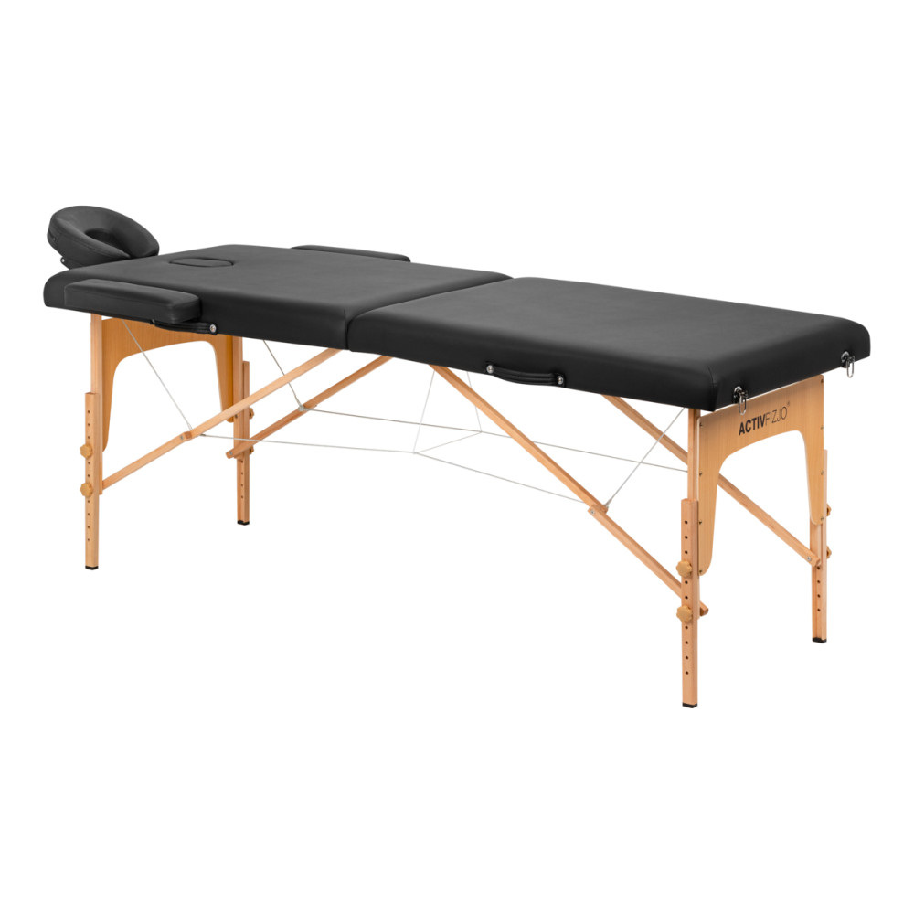 Stół składany do masażu drewniany Komfort Activ Fizjo Lux 2 segmentowy 190x70 czarny main product photo