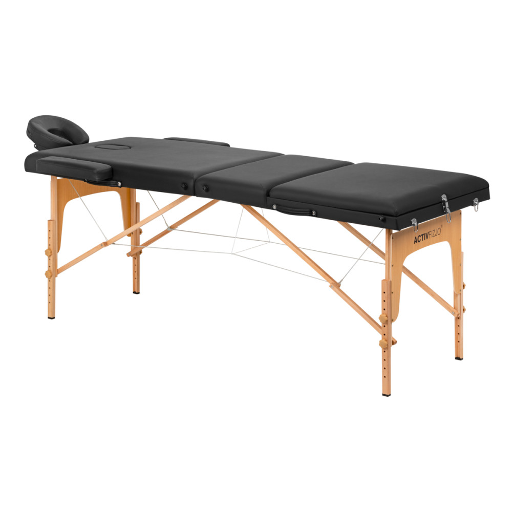 Stół składany do masażu drewniany Komfort Activ Fizjo Lux 3 segmentowy 190x70 czarny main product photo