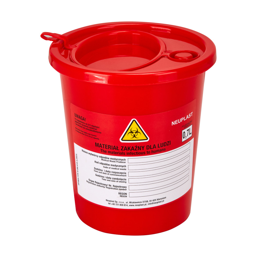 Pojemnik na odpady medyczne 0,7 L czerwony main product photo